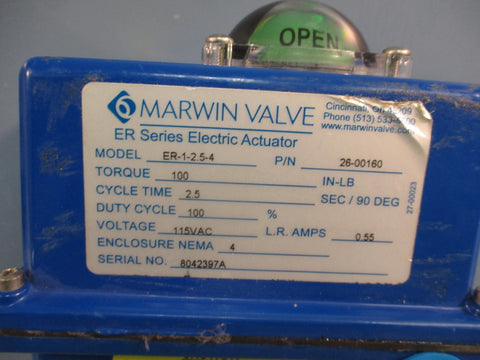 Marwin Valve Model# ER12.54 115V Electric Valve Actuator 100 Torque 2600160