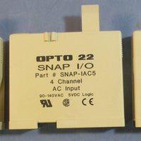 Opto 22 I/O Module SNAPIAC5 4 Channel AC Input 90140VAC 5VDC Logic (Lot of 3)