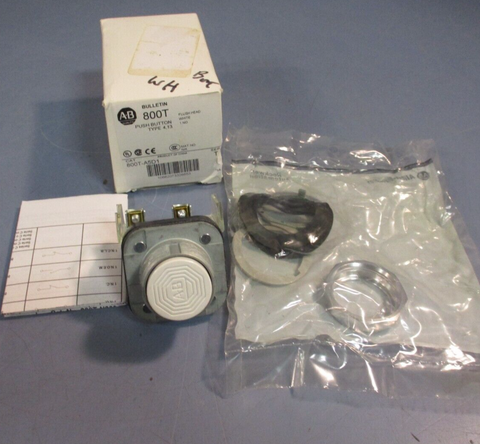 ALLEN-BRADLEY White Flush Head Pushbutton 1 NO Contact Block Series T 800T-A5D1