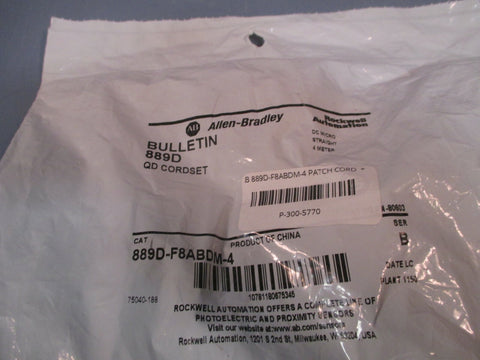 ALLEN BRADLEY 4M QD Straight Cord Set Series B 889D-F8ABDM-4