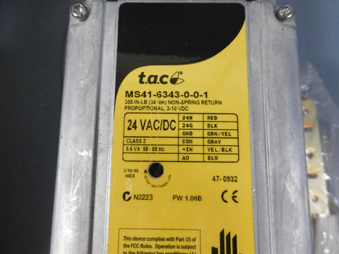 TAC MS416341 001 Non Spring Return Actuator 300 InLb 24VAC/DC 50/60HZ