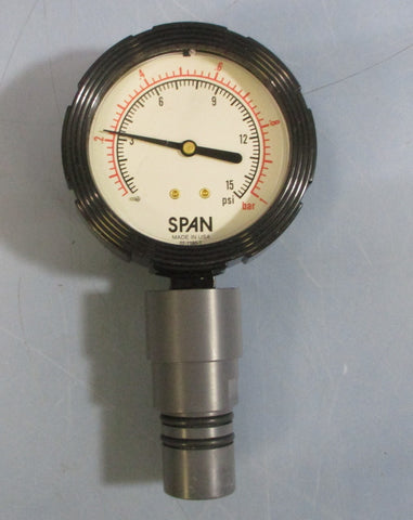 Span 021380T Liquid Filled Pressure Gauge 015PSI E.P.D.M. KEMX/SUBZ11