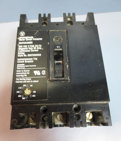 Westinghouse MCP23480RC Motor Protector Instantaneous Trip Circuit Breaker