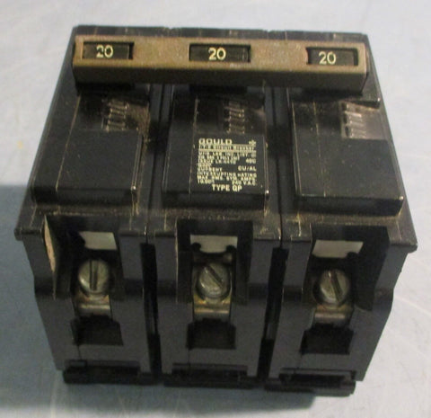 Gould ITE Q320 Circuit Breaker 3 Pole 20A 240VAC Type QP Cu/Al