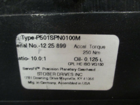 Stober Drives Gearbox Planetary Inline Ratio:10:1 P501SPN0100M