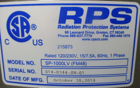 RPS SP-1000LV FM48 Industrial Hepa Filtration Ventilation Unit 120/230V 1 Phase