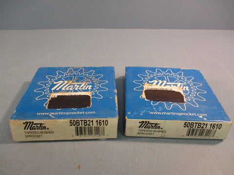 Lot of 2 Martin 50BTB21 1610 Tapered Bushing Sprocket 21 Teeth 5/8" Pitch 4-1/2"