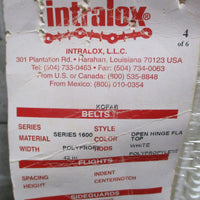 Intralox Series 1600 White Conveyor Belt Open Hinge Flat Top 15' Long 42" Wide