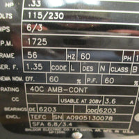 Baldor L3501 Single Phase Motor 34C61-5507 .33HP 115/230V 1725RPM 5/8" Shaft Dia