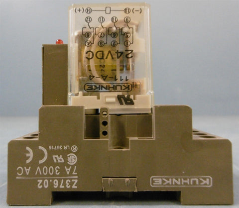 KUHNKE 111-A-4 24VDC Relay with Base Z376.02 7A 300V AC