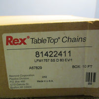 Rexnord 81422411 Table Top Chain  10 ft w/ High Friction Insert
