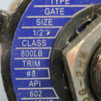 Powell Valve GA08SA58GB Gate Valve 1/2" Class 800LB A105 Trim #8
