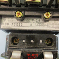 AllenBradley 500A0D93 Ser B Size 0 Contactor 600VAC Max 18 Amp Max