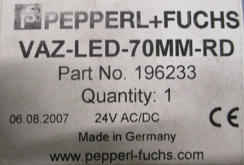 (Lot of 2) Pepperl + Fuchs VAZ-LED-70MM-RD Red Light Module 24VAC/DC 196233