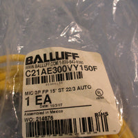 LOT OF 2 BALLUFF ELECTRICAL SENSOR CABLE C21BE300VY150F 250V, 22AWG 3PIN