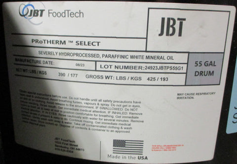 JBT FoodTech ProTherm Select Heat 411-10-008 Paraffinic White Mineral Oil 110Gal