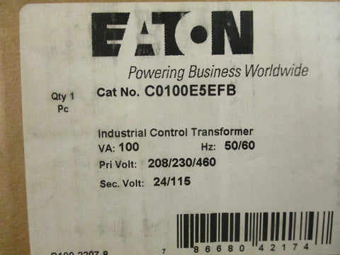 Eaton C0100E5EFB Industrial Control Transformer 100 VA 50/60 Hz