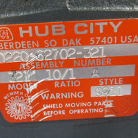 Hub City 0220-62702-321 Right Angle Gear Reducer 10:1 Ratio Model 321
