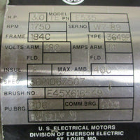 US Motors F535 Speedamatic DC Motor 36P106Z507 3HP 1750RPM 7/8" Shaft Dia
