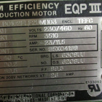 Toshiba B0102FLF2UMH03 EQP III Motor 10 HP, 3510 RPM, 230/460 V & 215T Frame