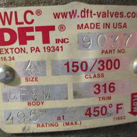 DFT 9037 WLC Wafer Check Valve 4" 150/300 Class 316 Trim 495psig Working Steam