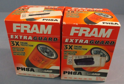 Lot of (2) FRAM Extra Guard PH8A, 10K Mile Change Interval Spin-On Oil Filter