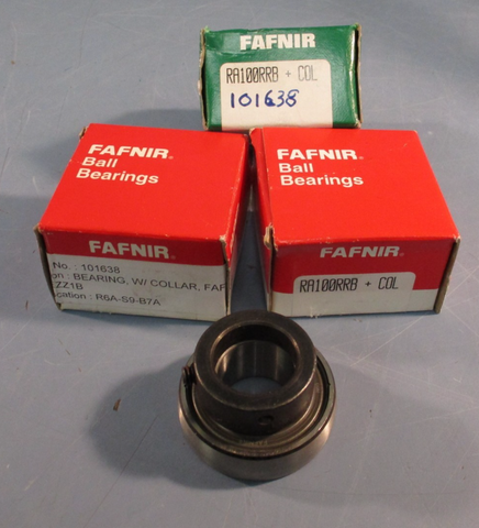 LOT OF 3 FAFNIR RA100RRB + COL BALL BEARING W/ COLLAR 1-1/16" BORE