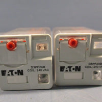 Lot of (2) EATON General-Purpose Relay 240 VAC D3PF2AB