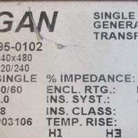 Dongan 950102 Single Phase General Purpose Transformer 240/480V 2kVA 50/60Hz