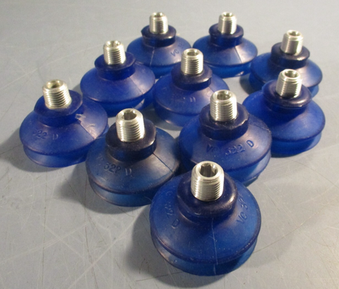Lot of (10) VICAS VC-322-D Round Vacuum Cups Threaded Mount