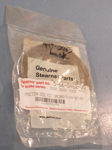 Rexnord Stearns 5-66-8462-00 Friction Disc Kit (Splined 8-004-507-00) 5" Length