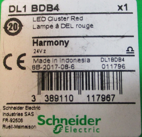 Schneider Electric DL1BDB4 LED Cluster Red Indicating Lamp 24V 47mA DL1-BDB4