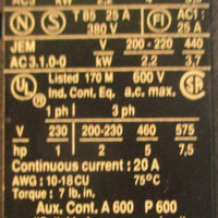 Telemecanique LP2D0901BD Reversing Contactor 023830 24VDC 600VAC 25A 3PH 7.5HP