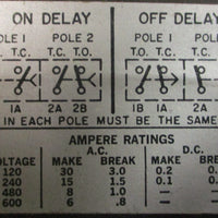 Cutler Hammer D26MT Ser A2 Pneumatic Time Delay Relay Accesory Type M