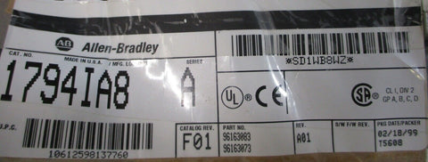 Allen Bradley 1794-IA8 Ser. A Flex I/O Input Module 96163073 Rev. A01 120VAC