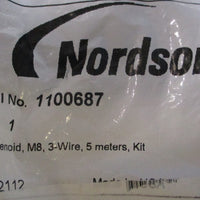(Lot of 7) Nordson 1100687 3Wire Solenoid Cable, M8, 5 Meters Long, 24VDC