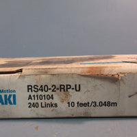TSUBAKI RS40-2-RP-U, 10 Ft, 240 Link, Double Strand, Roller Chain
