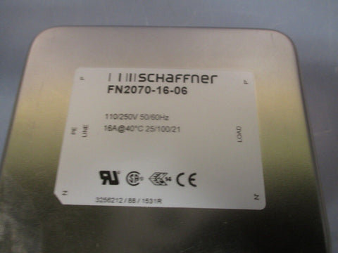 SCHAFFNER LINE FILTER 110/250VAC 50/60Hz 16A@40°C / 25/100/21 FN2070-16-06