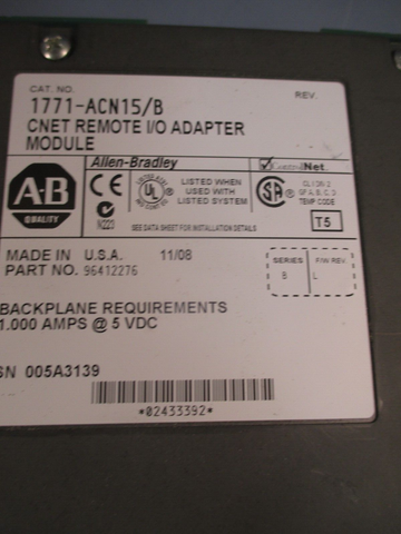 Allen-Bradley PLC 5 Controlnet Remote I/O adapter 1771-ACN15/B