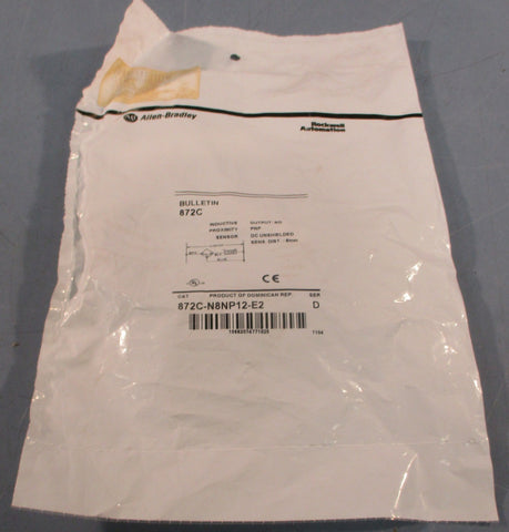 Allen Bradley 872CN8NP12E2 Ser D Inductive Proximity Sensor 8mm Sens. Dist.