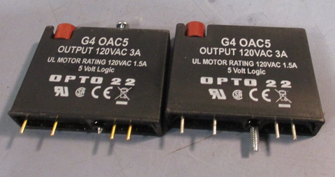 Lot of 2 OPTO 22 5 Volt Logic 120VAC 3A Output Module G4OAC5