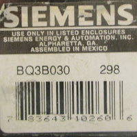 Siemens BQ3B030 Circuit Breaker 3 Pole 30A Type BQ 240VAC