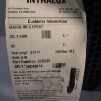 Intralox 2400 Ser Radius Flush Grid Acetal Blue Belt 16" Wide 10ft Length 378539