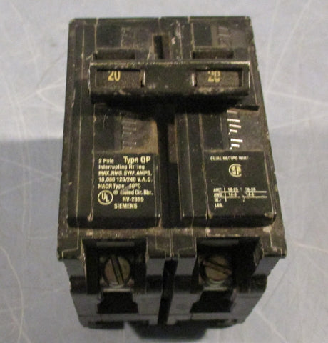 Siemens ITE Q220 Circuit Breaker 20 Amp 240 Volt 2 Pole Plug In 10K Lot of 4