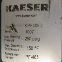 Kaeser KPF485.2 Particulate Filter Housing 250psig Max PF485 Replacemet Element