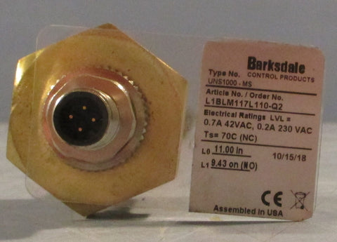 Barksdale Control Products UNS1000-MS Float Switch L1BLM117L110-Q2