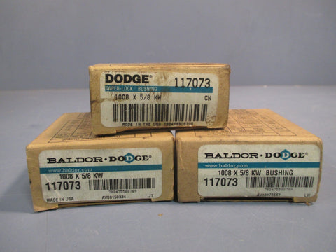 LOT OF (3) BALDOR DODGE 1008 X 5/8 TAPERLOCK BUSHING WITH KEYWAY 117073