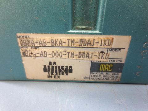 Mac 182A-AB-BKA-TM-DDAJ-1KD Solenoid Valve 24V Vdc 5.4 Watts 120 Psi