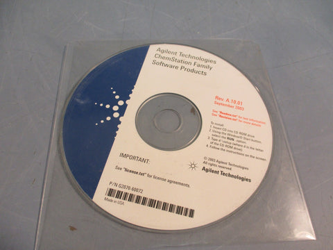Agilent Technologies Chemstation Family G2070-60072 Rev. A.10.01 Software