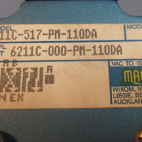 MAC Valve Inc. 6211C517PM110DA Solenoid Valve w/ PMC110DABE Attached Used
